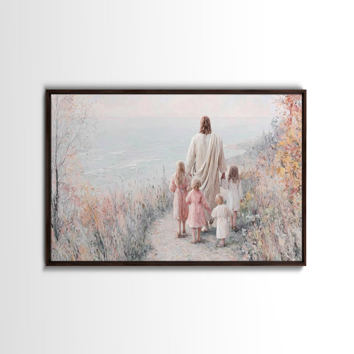 Walking In His Light, Framed Canvas Print, Christian Art Prints, Jesus Painting, Christian Wall Art, Christian Art Canvas, Christian Gift I