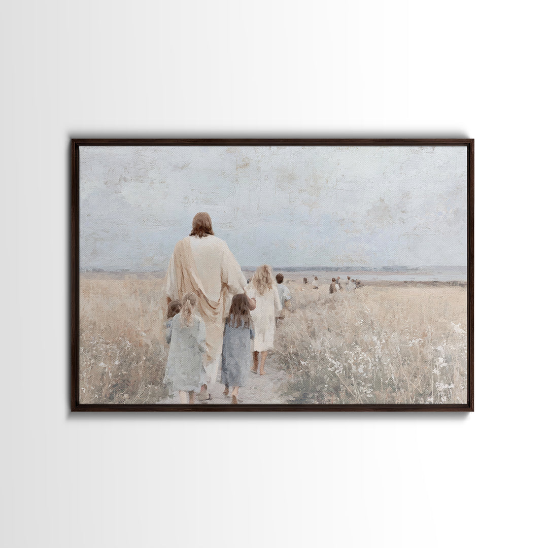 Fields Of Hope – Framed Canvas Print – Christian Art Canvas – Large Jesus Painting – Christian Wall Art – Christian Gift – Vintage Christia