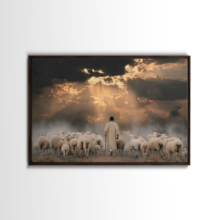 Shepherd’s Calling – Framed Canvas Print – Christian Wall Art – Jesus Painting – Christian Art Canvas – Christian Gift – Moody Christian Ar