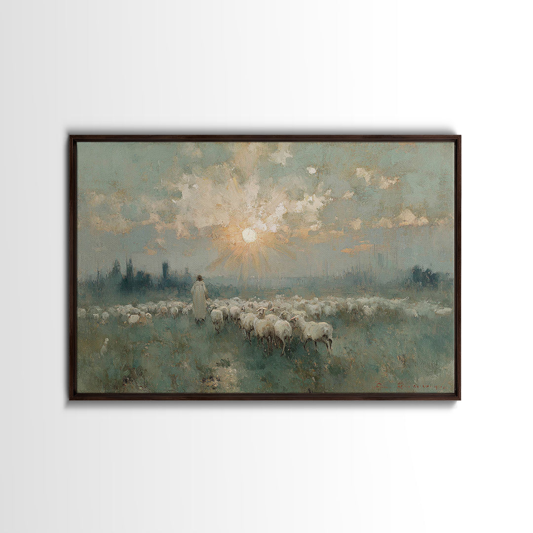 Rising Light – Framed Canvas Print – Christian Art Canvas – Christian Wall Art – Jesus Painting – Large Christian Art – Christian Christmas