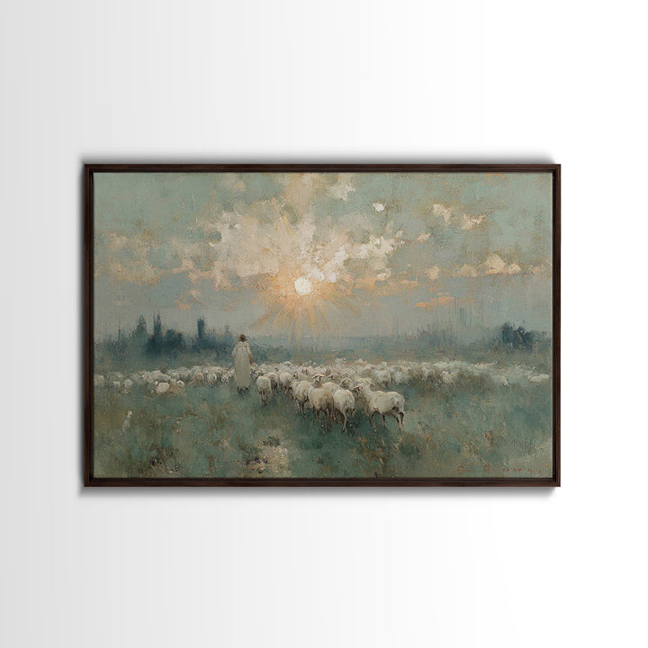 Rising Light – Framed Canvas Print – Christian Art Canvas – Christian Wall Art – Jesus Painting – Large Christian Art – Christian Christmas