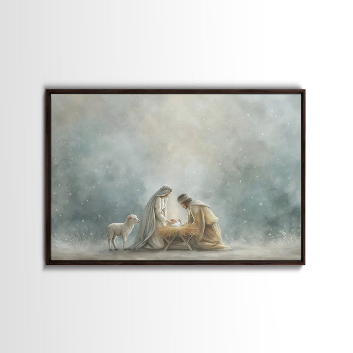 Innocent Faith – Framed Canvas Print – Christian Art Canvas – Jesus Painting – Christian Decor – Christian Christmas Art – Christmas Wall A