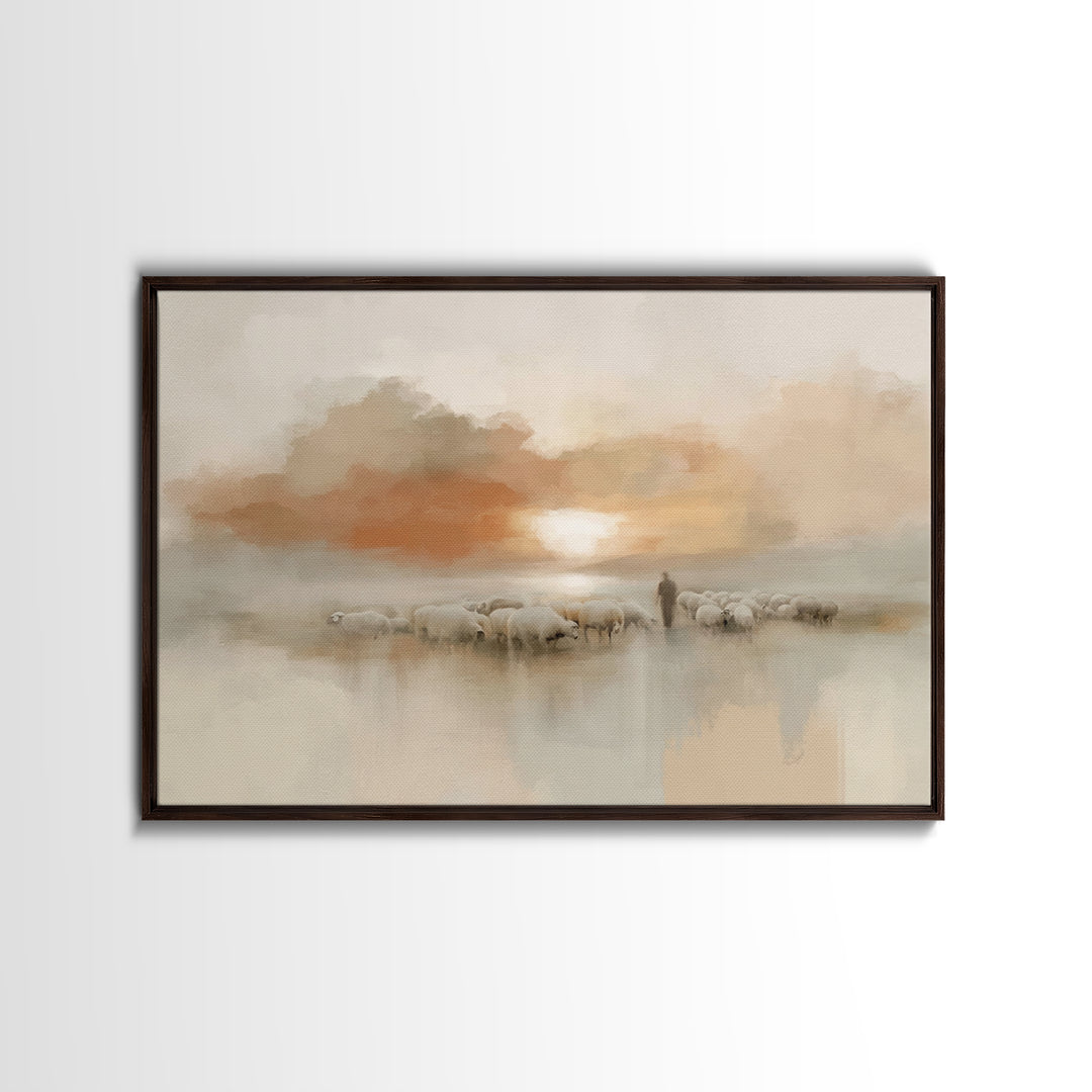 Pastoral Ember – Framed Canvas Print – Christian Wall Art – Christian Art Canvas – Jesus Painting – Subtle Christian Art – Christian Home D