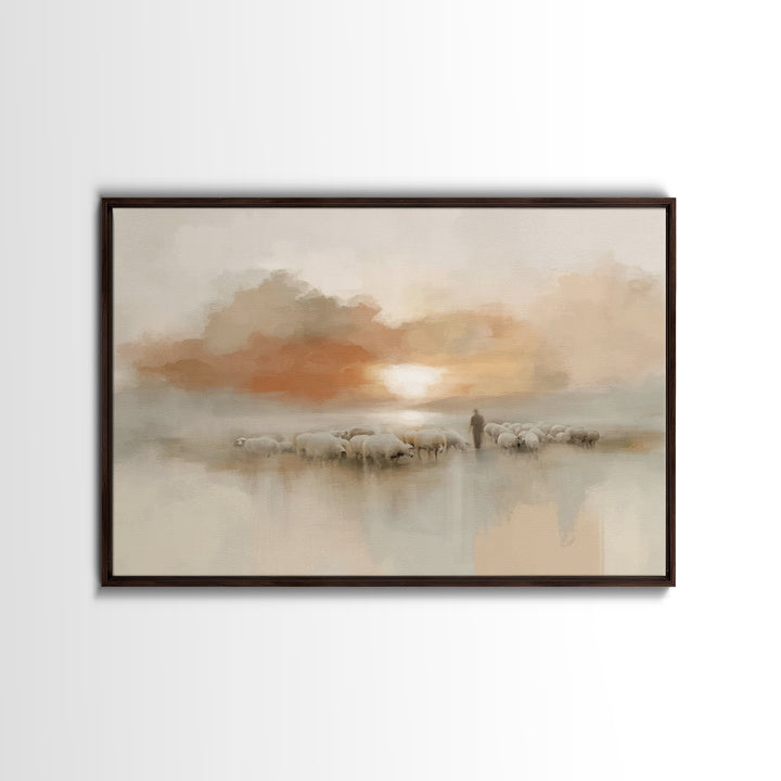 Pastoral Ember – Framed Canvas Print – Christian Wall Art – Christian Art Canvas – Jesus Painting – Subtle Christian Art – Christian Home D