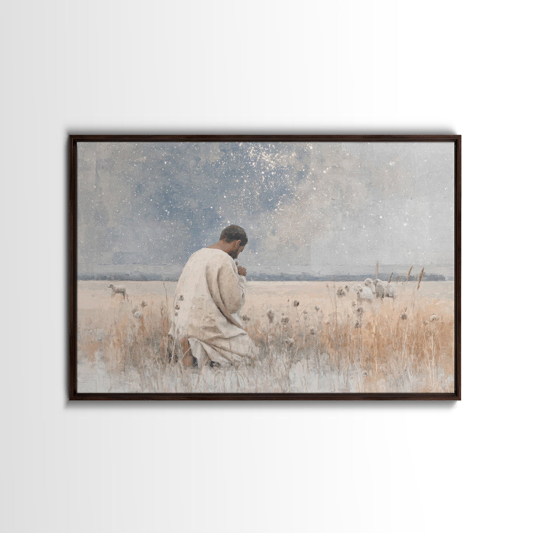 Night Of Prayer – Framed Canvas Print – Christian Wall Art – Jesus Painting – Christian Art Canvas – Vintage Christian Art – Christian Gift