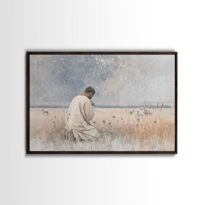 Night Of Prayer – Framed Canvas Print – Christian Wall Art – Jesus Painting – Christian Art Canvas – Vintage Christian Art – Christian Gift