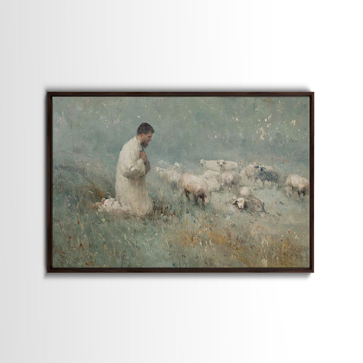 Meadow Prayer – Framed Canvas Print – Christian Art Canvas – Christian Wall Art – Subtle Christian Art – Christian Painting – Christian Gif