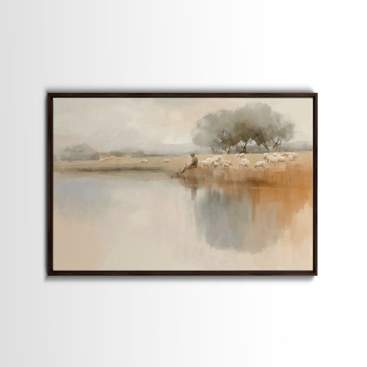 Still Waters Calling, Framed Canvas Print, Christian Wall Art, Christian Art Canvas, Christian Christmas Art, Modern Christian Art, Jesus P