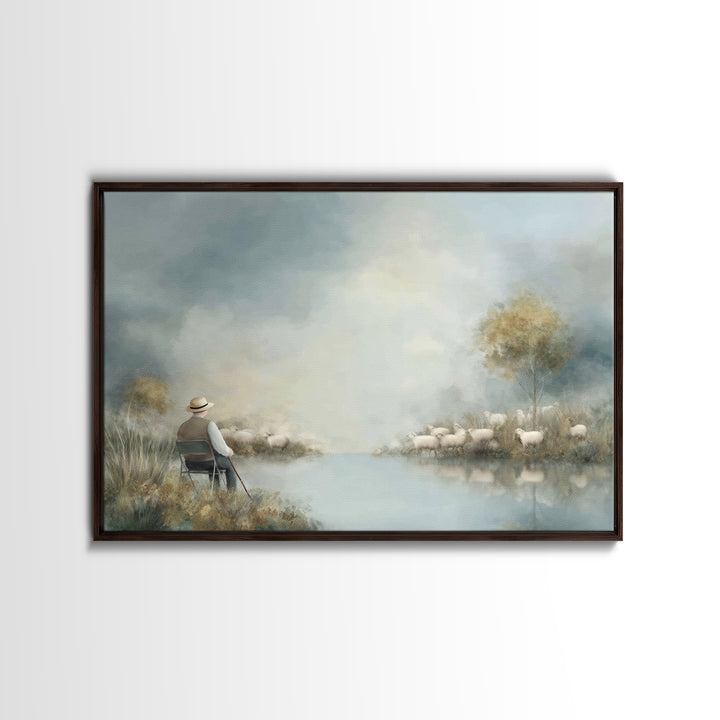 Quiet Meadow Watch – Framed Canvas Print – Christian Art Canvas – Christian Wall Art – Christian Gift Ideas – Christmas Art – Jesus Paintin