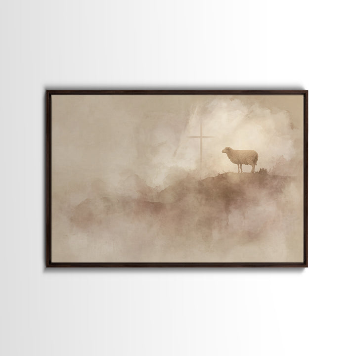 Lone Hill Faith | Framed Canvas Print | Christian Art Canvas | Christian Wall Art | Christian Christmas Art | Subtle Christian Art | Christ