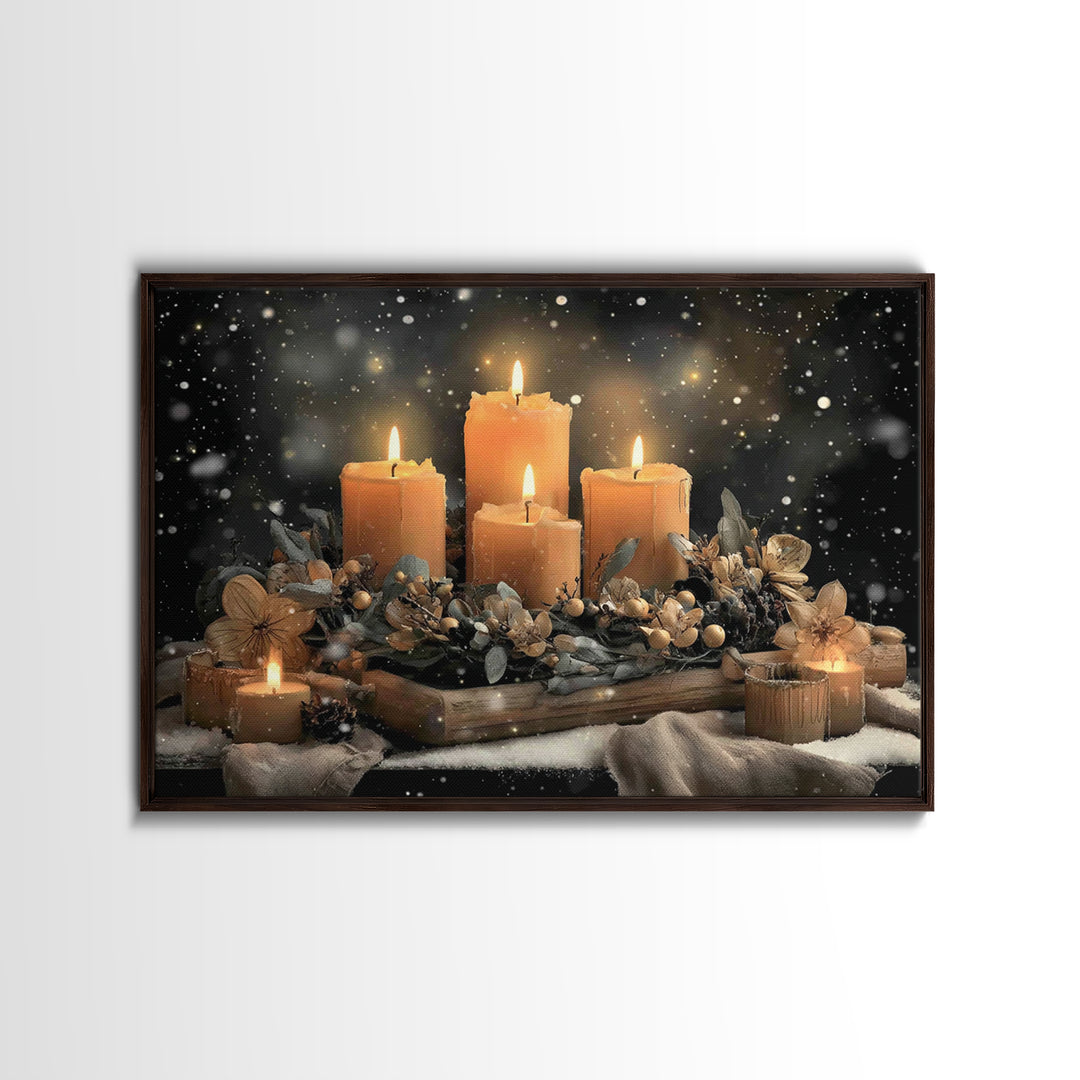 Winter Vigil | Framed Canvas Print | Christmas Wall Art | Christian Art Print | Moody Christmas Art | Christian Christmas Decor | Christian