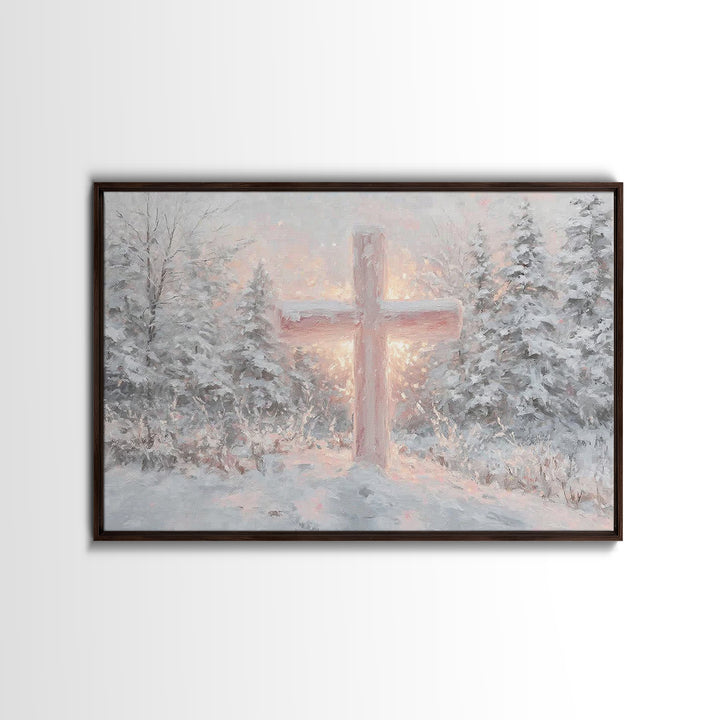 Snowlit Savior Light, Framed Canvas Print, Christian Art Canvas, Christian Christmas Art, Christian Wall Art, Christian Gift Ideas, Modern