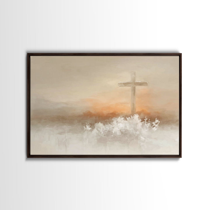 Frosted Morning Cross, Framed Canvas Print, Christian Art Canvas, Christian Wall Art, Christian Christmas Art, Subtle Christian Art, Christ