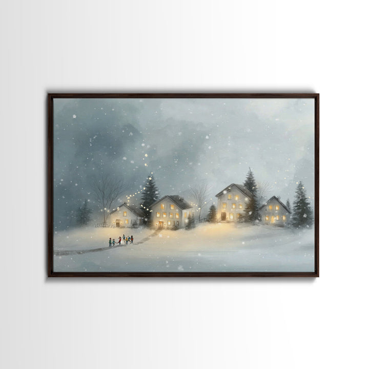 Winter Village Joy – Framed Canvas Print – Christmas Wall Art – Christian Christmas Art – Christmas Art Prints – Christian Decor – Framed C