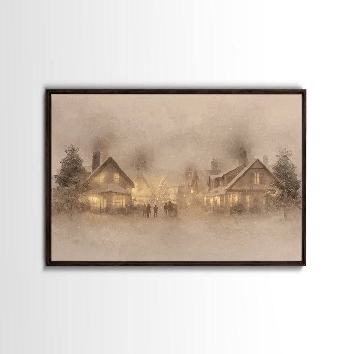 Village Noel Peace | Framed Canvas Print | Christmas Wall Art | Framed Christmas Art | Christian Christmas Art | Christmas Art Prints | Chr