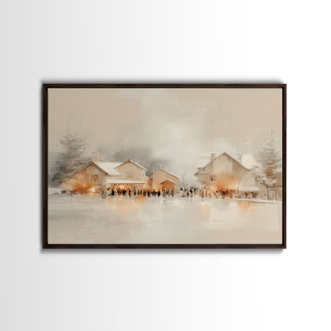 Festive Hearth Lane, Framed Canvas Print, Christmas Wall Art, Framed Christmas Art, Christian Christmas Art, Christmas Art Prints, Christia