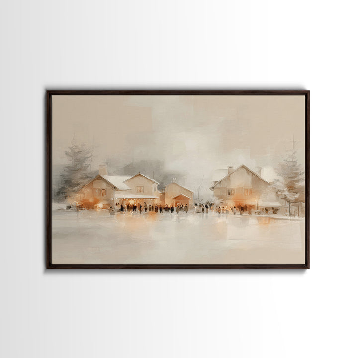 Festive Hearth Lane, Framed Canvas Print, Christmas Wall Art, Framed Christmas Art, Christian Christmas Art, Christmas Art Prints, Christia