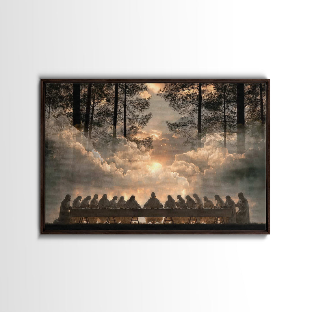 Divine Dawn Gathering, Framed Canvas Print, Christian Wall Art, Christian Art Canvas, Jesus Christmas Art, Christian Decor, Christian Gift