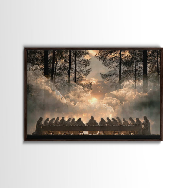 Divine Dawn Gathering, Framed Canvas Print, Christian Wall Art, Christian Art Canvas, Jesus Christmas Art, Christian Decor, Christian Gift