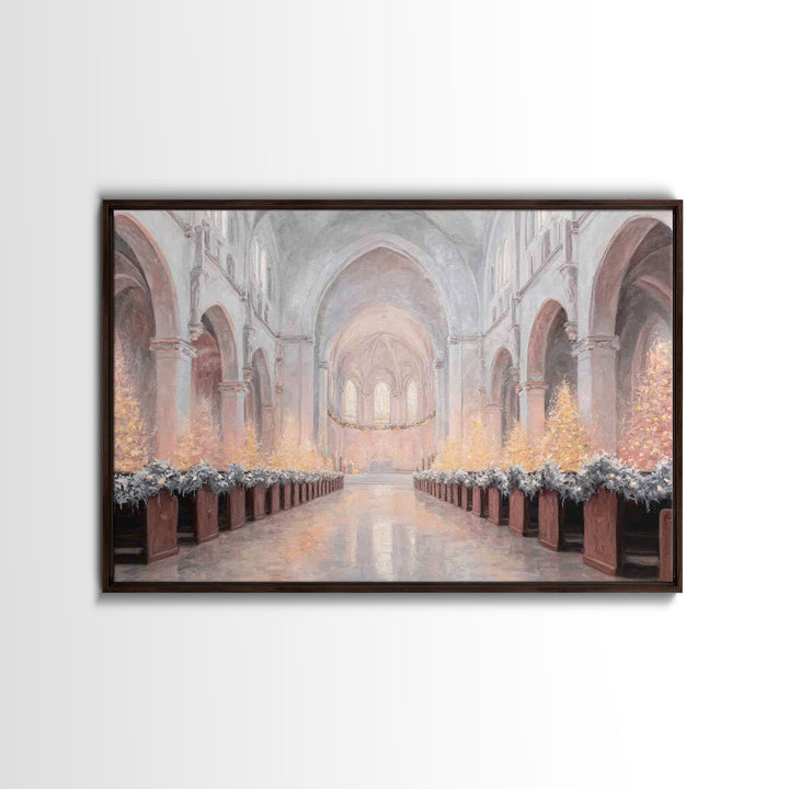 Candlelit Chapel | Framed Canvas Print | Christian Christmas Art | Framed Christian Art | Christmas Wall Art | Subtle Christian Paintings |