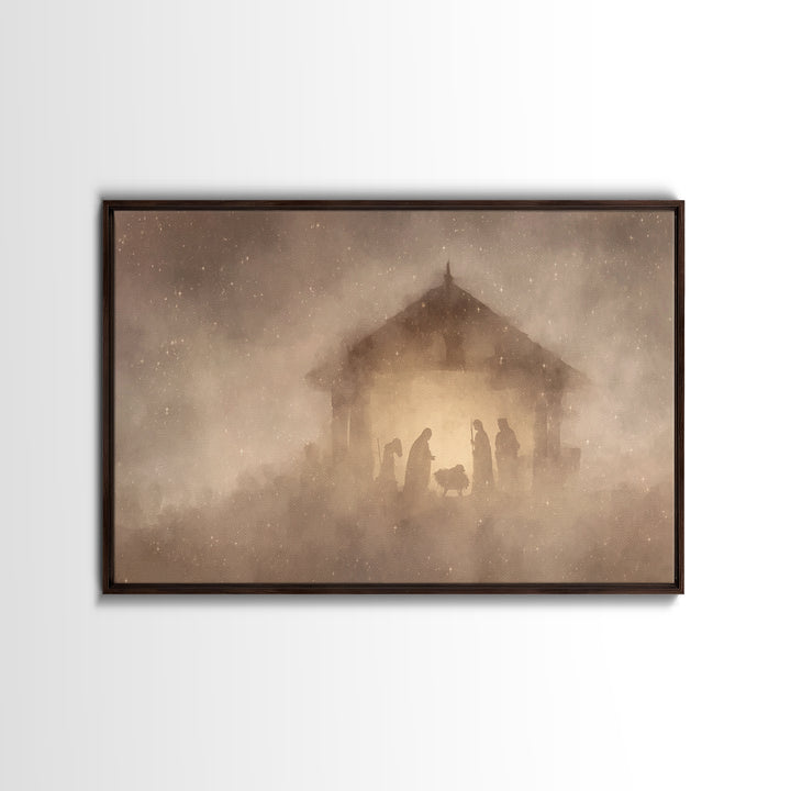 Holy Manger Night | Framed Canvas Print | Christian Wall Art | Christian Christmas Art | Christmas Art | Christian Art Canvas | Jesus Chris