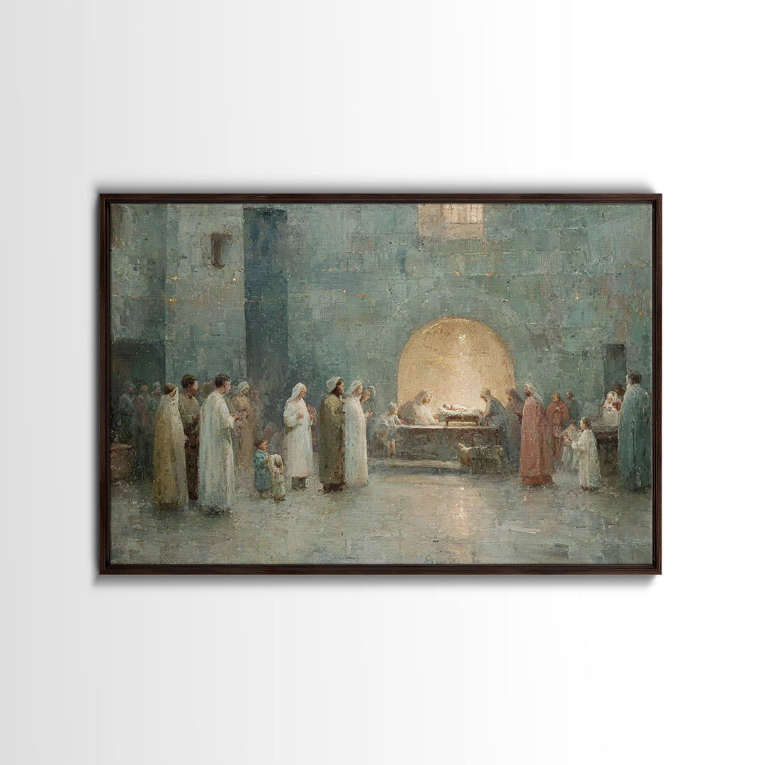 Bethlehem Gathering, Framed Canvas Print, Christian Wall Art, Christian Christmas Art, Christmas Art, Christian Art Canvas, Christian Decor