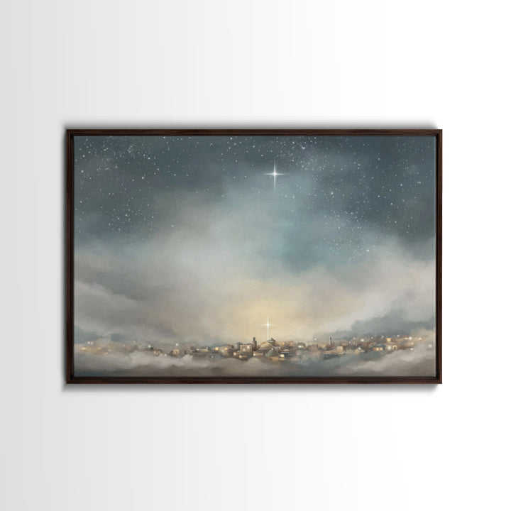 Guiding Star Over Bethlehem | Framed Canvas Print | Christmas Art | Christian Wall Art | Christian Christmas Art | Christian Art Canvas | C