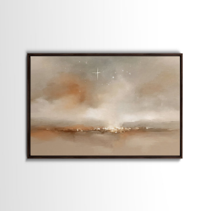 Silent Bethlehem Glow – Framed Canvas Print – Christmas Art – Christian Wall Art – Christian Christmas Art – Christian Art Canvas – Christm