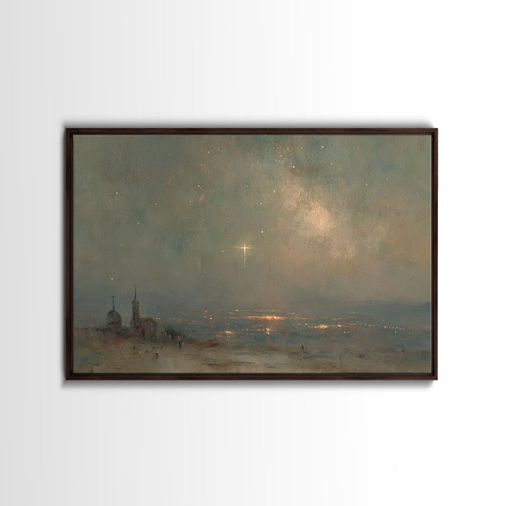 Horizon Star Promise, Framed Canvas Print, Christian Wall Art, Christian Art Canvas, Christmas Art, Christian Christmas Art, Subtle Christi