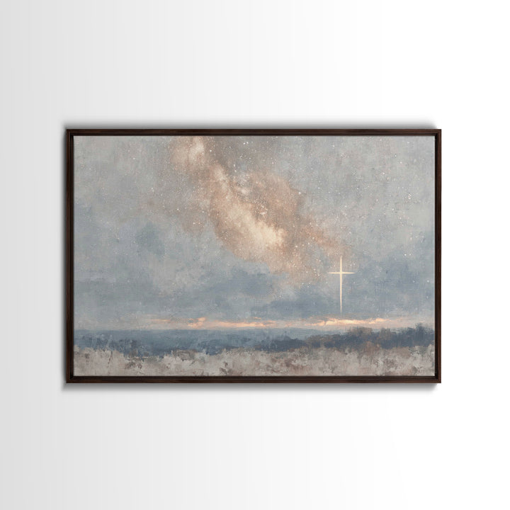 Celestial Cross Light – Framed Canvas Print – Christian Wall Art – Christian Art Canvas – Christian Art – Christian Painting – Christian Gi