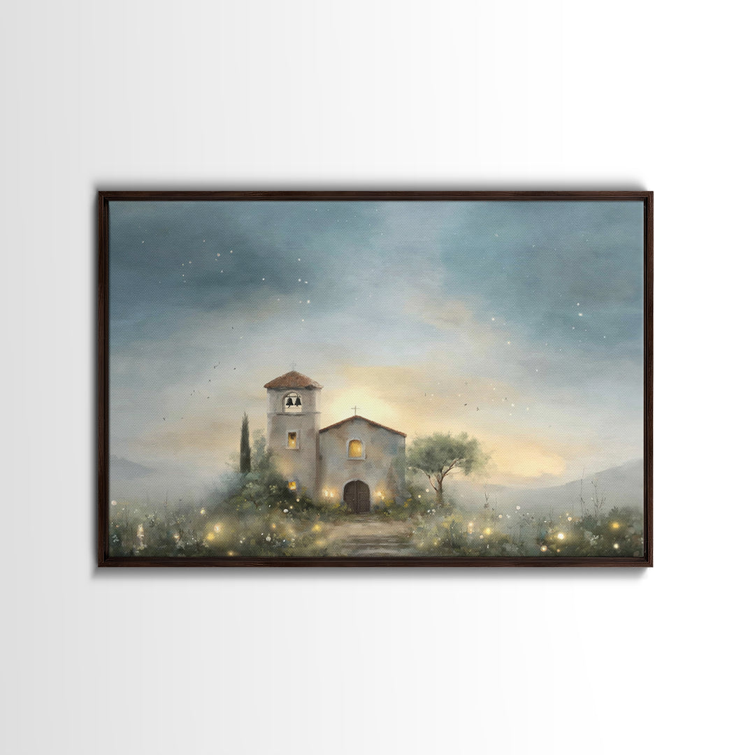 Pastoral Church Light – Framed Canvas Print – Christian Wall Art – Christian Art Canvas – Subtle Christian Art – Christian Decor – Christia