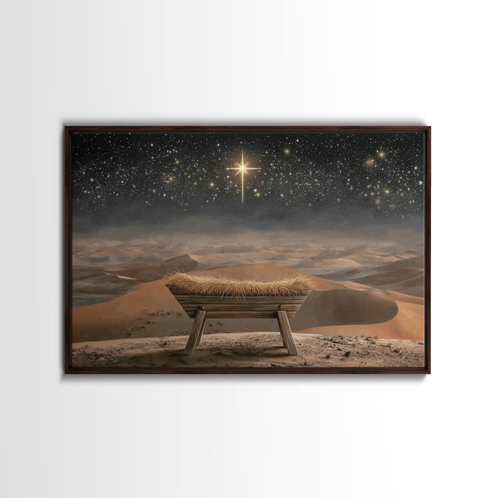 The Waiting Manger – Framed Canvas Print – Christian Wall Art – Christian Art Canvas – Christmas Art – Jesus Christmas Art – Christian Chri