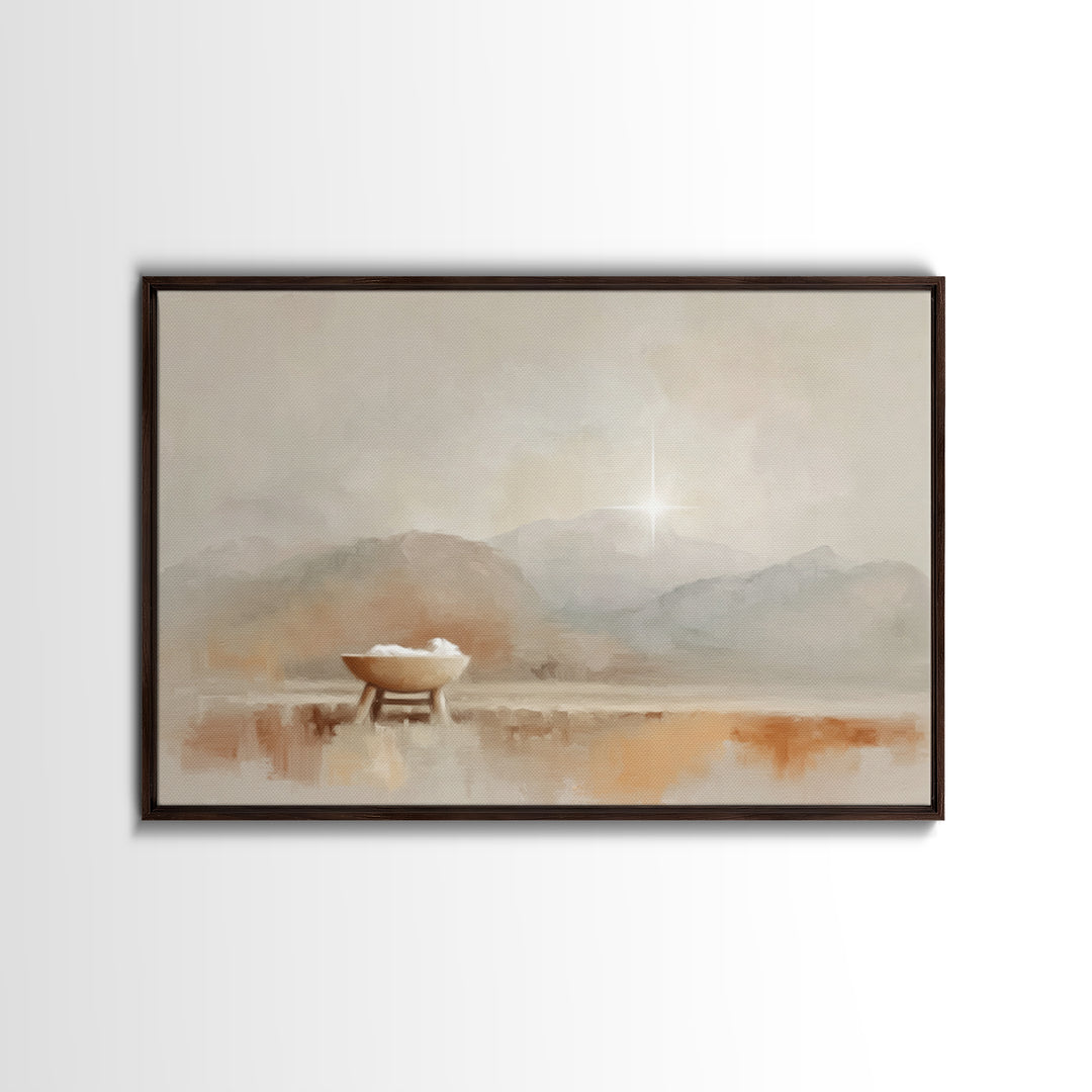 Holy Dawn Cradle, Framed Canvas Print, Christian Wall Art, Christian Art Canvas, Christmas Art, Christian Christmas Art, Christian Gift Ide