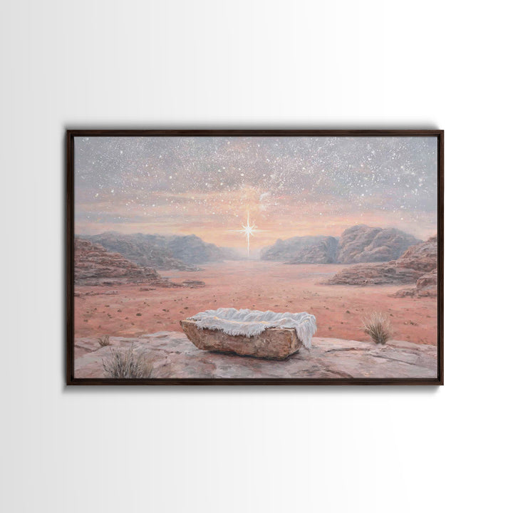 Nativity Sky Wonder, Framed Canvas Print, Christian Wall Art, Christian Art Canvas, Christmas Art, Jesus Christmas Art, Christian Christmas