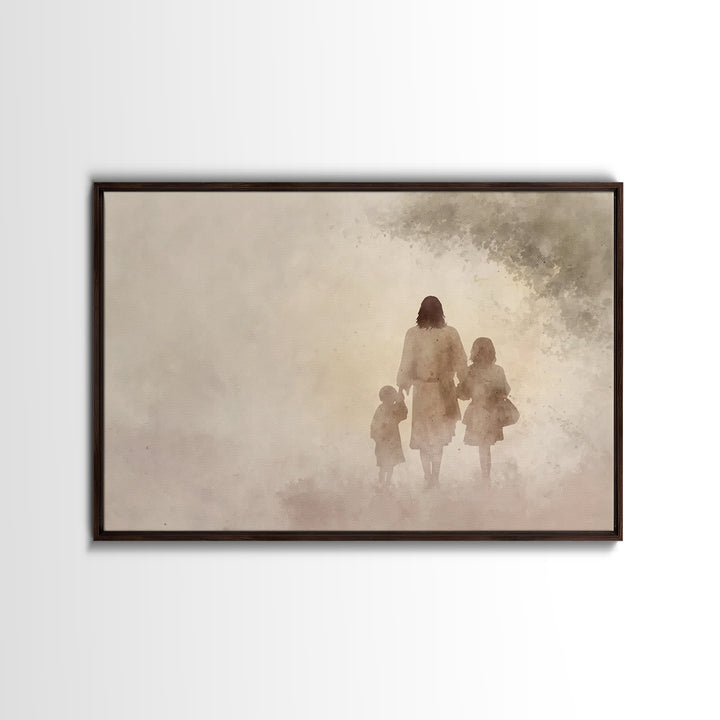 Shepherd Of Children, Framed Canvas Print, Christian Wall Art, Christian Art Canvas, Christian Paintings, Christian Art, Christian Gift Ide