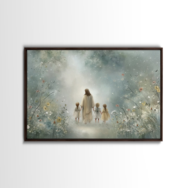 Blossoms Of Heaven, Framed Canvas Print, Christian Art Print, Jesus Painting Canvas, Subtle Christian Art, Christian Wall Art, Christian Gi