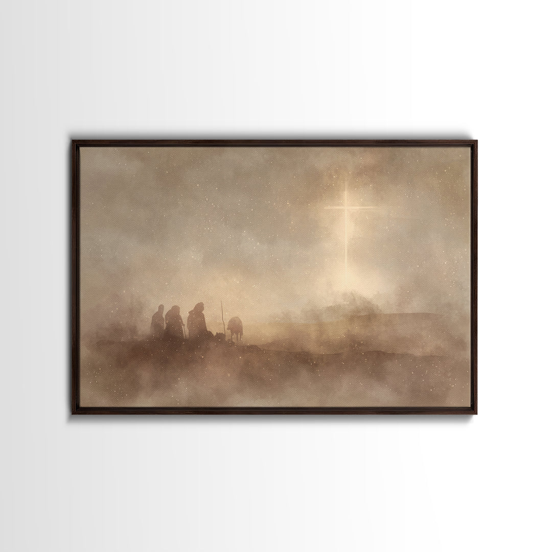 Silent Night Watch | Framed Canvas Print | Moody Christmas Art | Christian Christmas Art | Christmas Canvas Wall Art | Christian Art Canvas