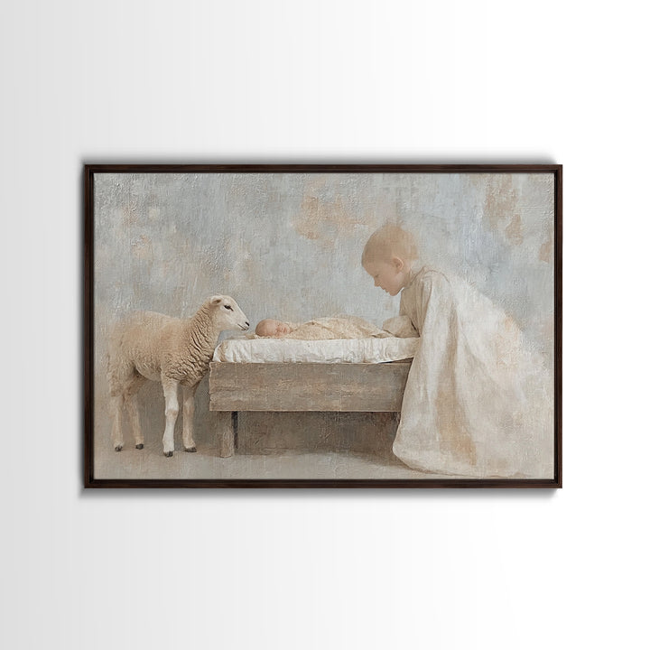 Divine Birthlight, Framed Canvas Print, Christian Art Canvas, Jesus Painting, Christian Christmas Art, Framed Christmas Wall Art, Christian