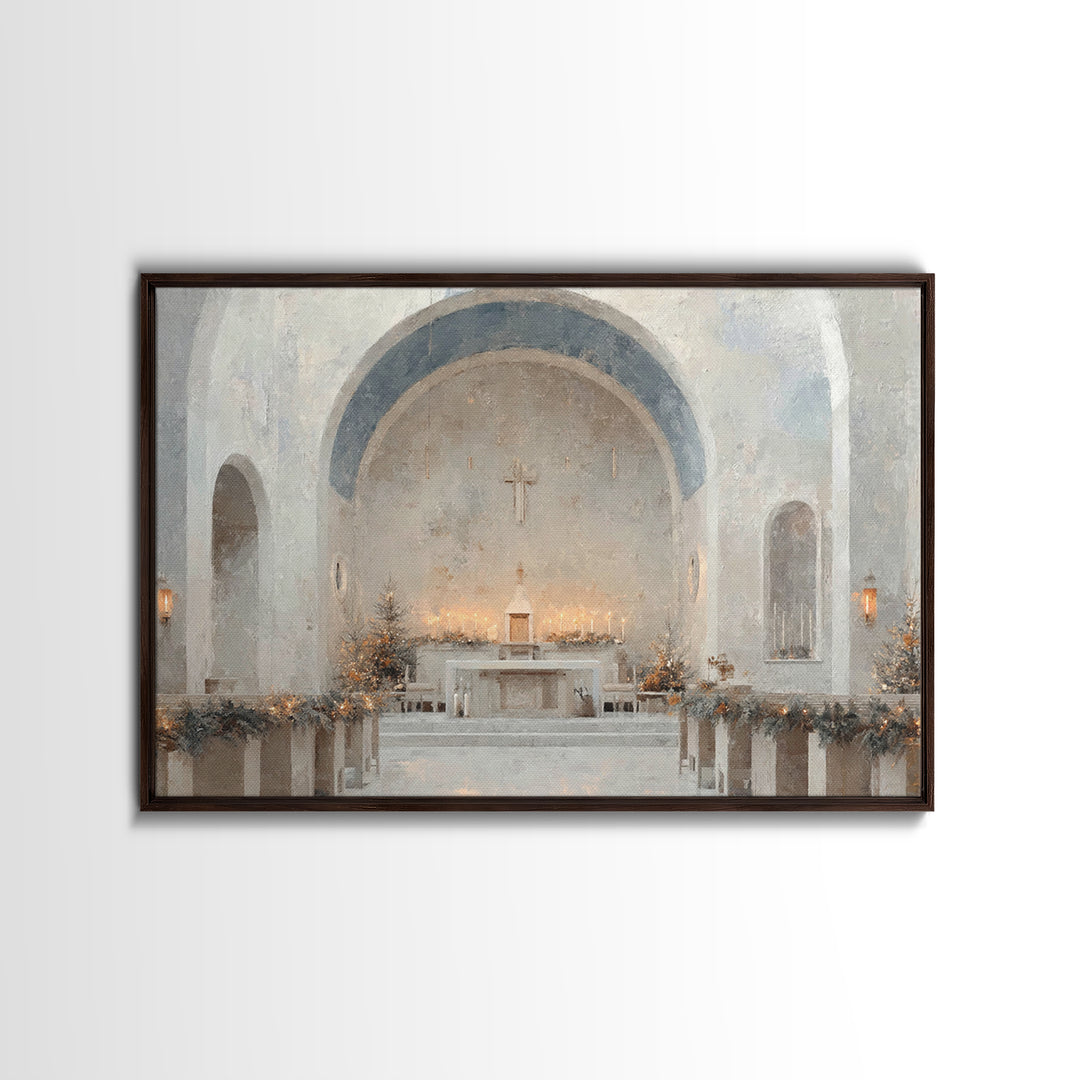 Evergreen Sanctuary | Framed Canvas Print | Christian Wall Art | Christmas Art Prints | Christian Art Canvas | Modern Christmas Art | Chris