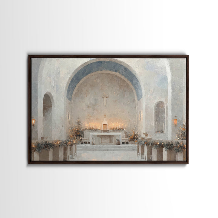 Evergreen Sanctuary | Framed Canvas Print | Christian Wall Art | Christmas Art Prints | Christian Art Canvas | Modern Christmas Art | Chris