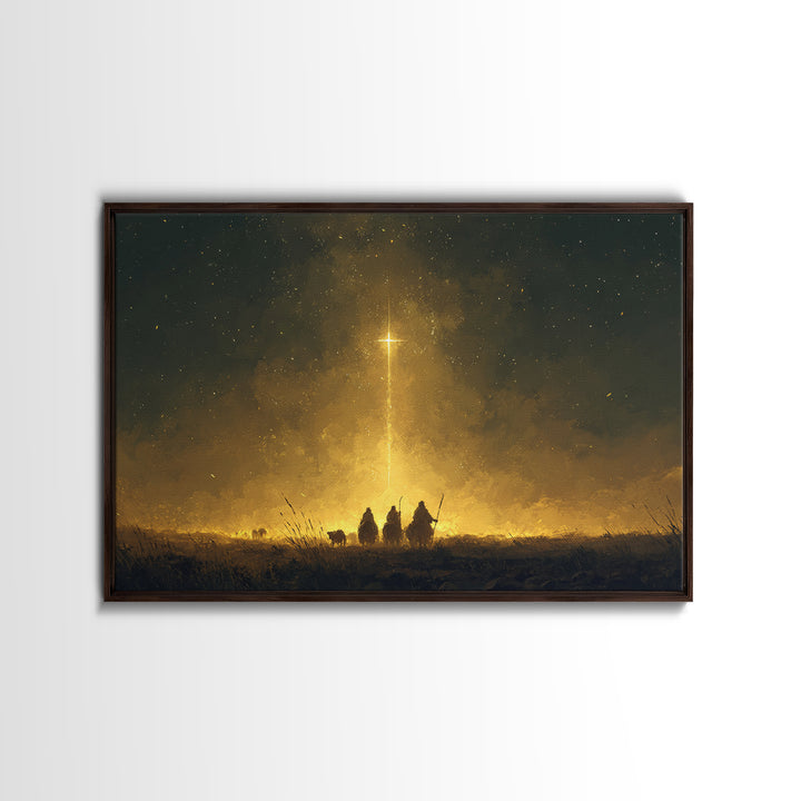 Guiding Star Path – Framed Canvas Print – Christmas Art Prints – Christian Art Canvas – Christian Christmas Decor – Modern Christmas Art –