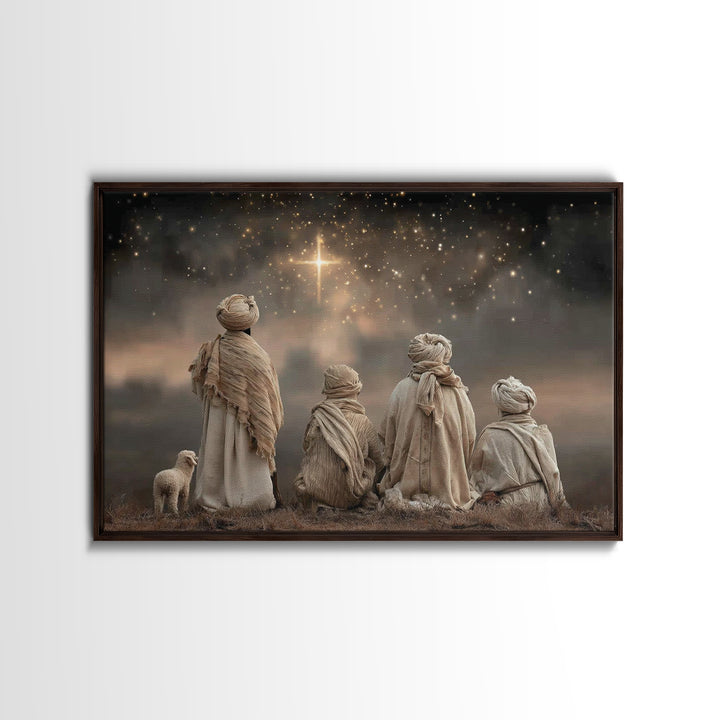 Shepherds In Awe | Framed Canvas Print | Christian Christmas Art | Christmas Wall Art | Framed Christmas Art | Christian Art Canvas | Chris
