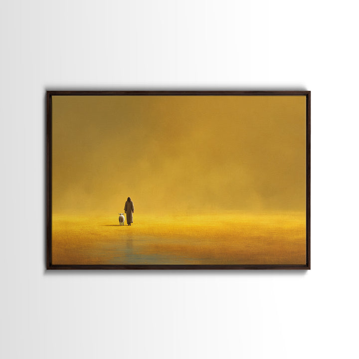 Golden Field Grace | Framed Canvas Print | Minimalist Christian Art | Christian Art Canvas | Jesus Painting Canvas | Christian Decor For Ho