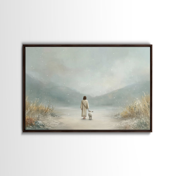 Still Waters Faith – Framed Canvas Print – Christian Art Canvas – Minimalist Christian Art – Jesus Painting – Christian Decor – Christian G