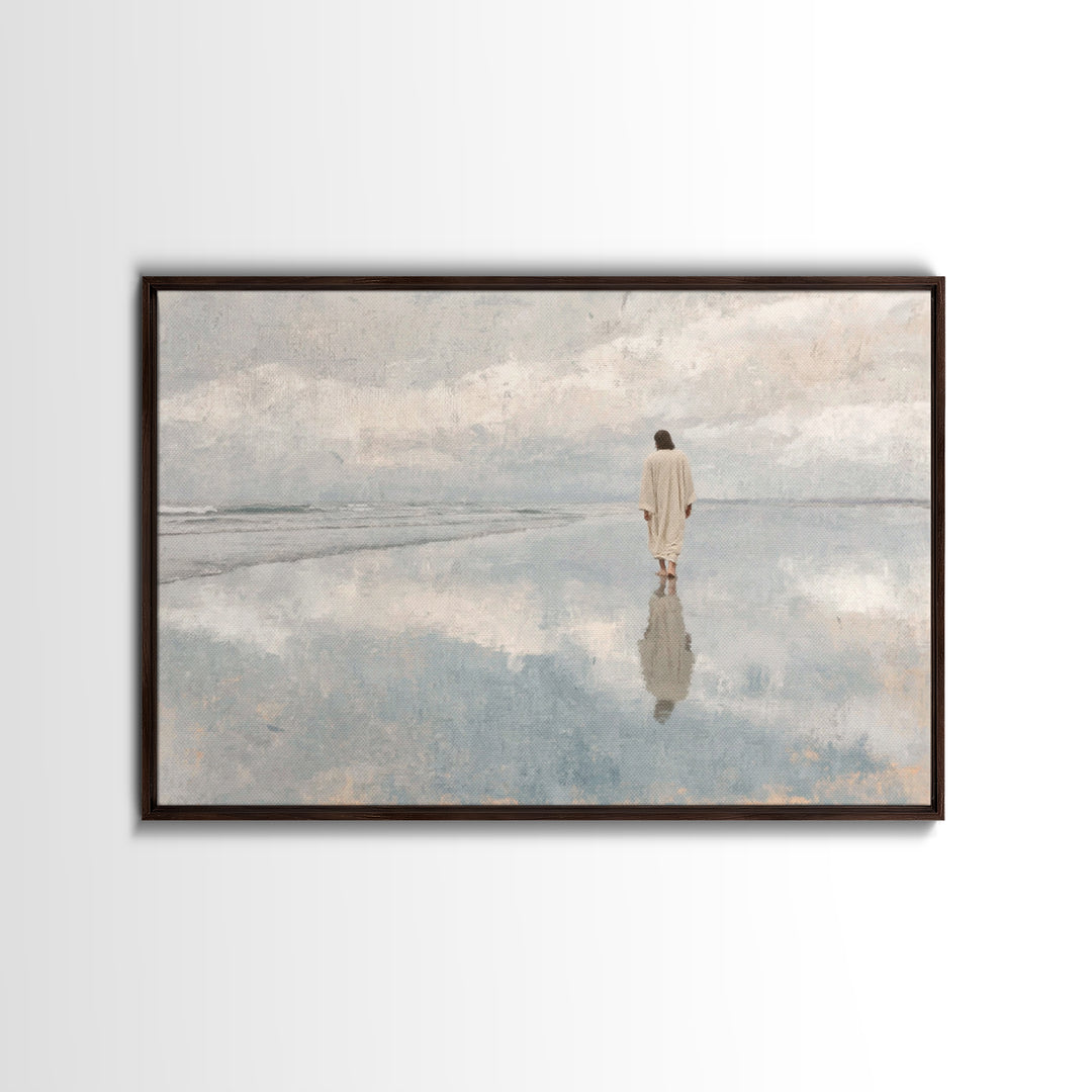 Still Waters Peace, Framed Canvas Print, Christian Wall Art, Modern Christian Art, Jesus Painting, Christian Art Canvas, Christian Decor