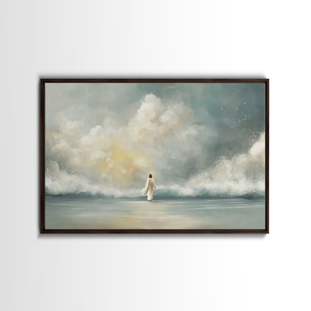 Stormless Promise, Framed Canvas Print, Christian Wall Art, Christian Art Canvas, Christian Decor, Jesus Painting, Modern Christian Paintin