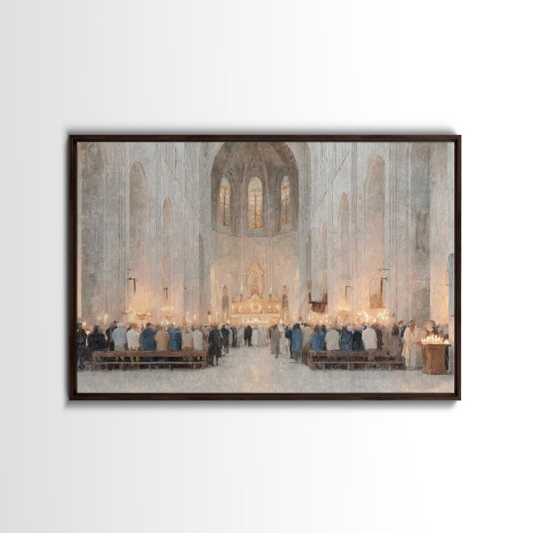 Holy Gathering – Framed Canvas Print – Christian Art Prints – Christian Wall Art – Subtle Christian Paintings – Christian Christmas Art – F