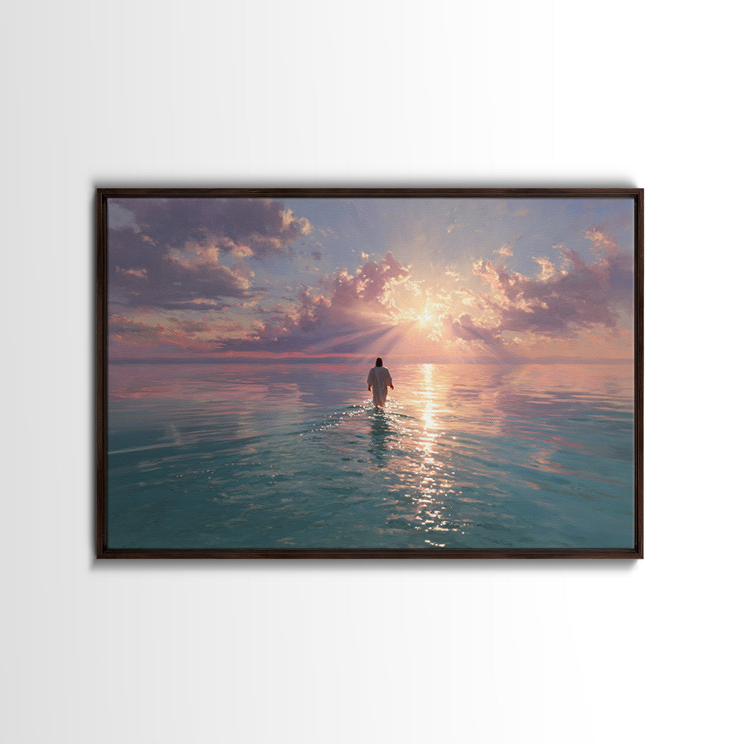 Radiant Sea Hope - Framed Canvas Print - Jesus Painting - Christian Wall Art - Christian Art Canvas - Christian Gift Ideas - Modern Christi