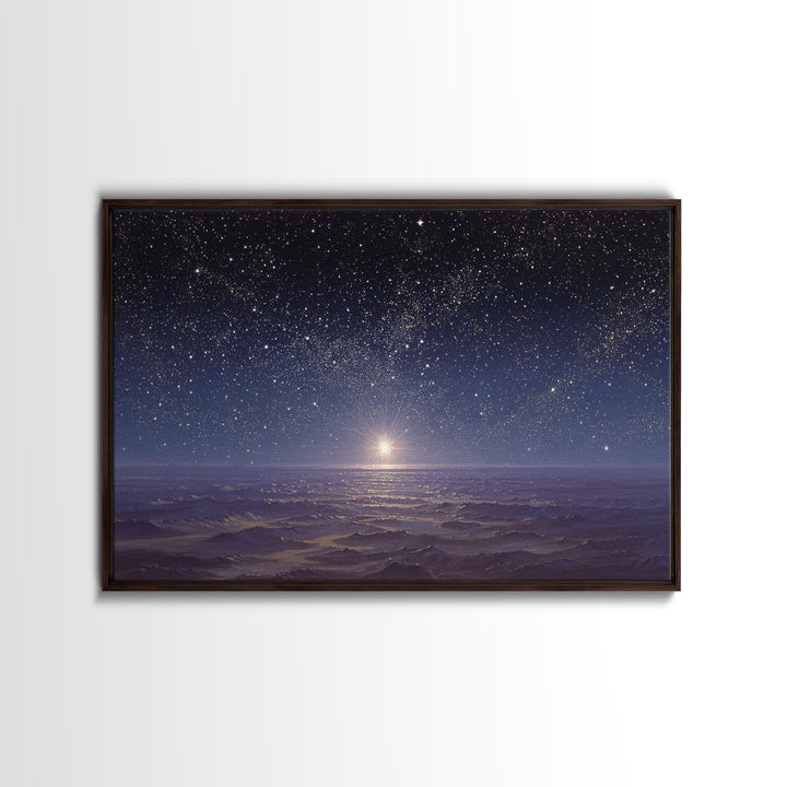 Heavenly Night Glow, Framed Canvas Print, Christian Wall Art, Christmas Canvas Wall Art, Christian Art Painting, Christmas Art Work, Christ
