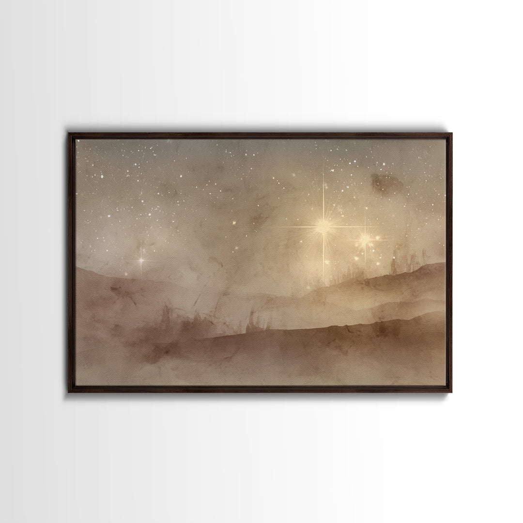 Desert Nativity Sky | Framed Canvas Print | Christmas Art | Christian Art Work | Christian Wall Art | Christian Christmas Decorations | Chr